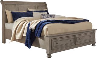 Signature Design by Ashley® Lettner Light Gray Queen Sleigh Bed with 2-Drawer Storage