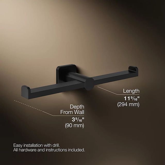 KOHLER® Parallel® Matte Black Double Toilet Paper Holder-2