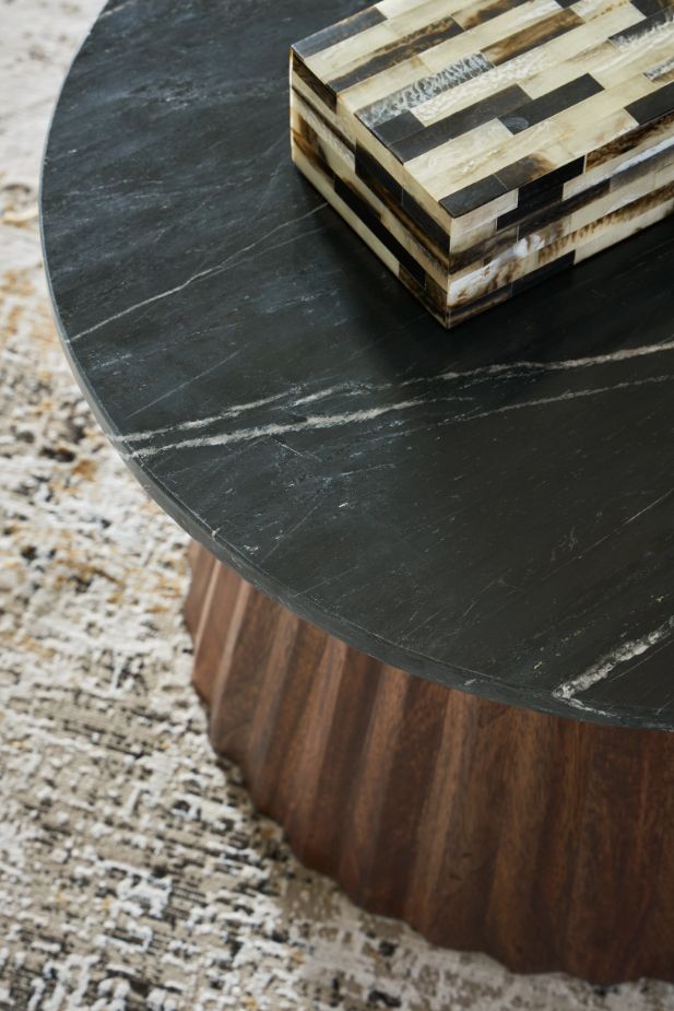 Signature Design by Ashley® Ceilby Black Coffee Table with Warm Brown Base-1
