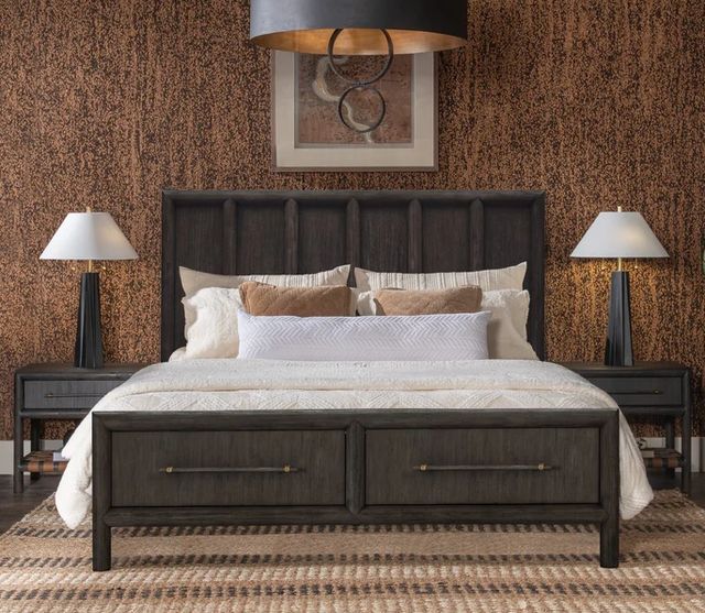 Modus Furniture Dorsey Basalt Gray California King Storage Panel Bed-1
