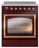 Ilve® Nostalgie II Noblesse 30'' Burgundy Pro Style Induction Range with Brass Trim-1