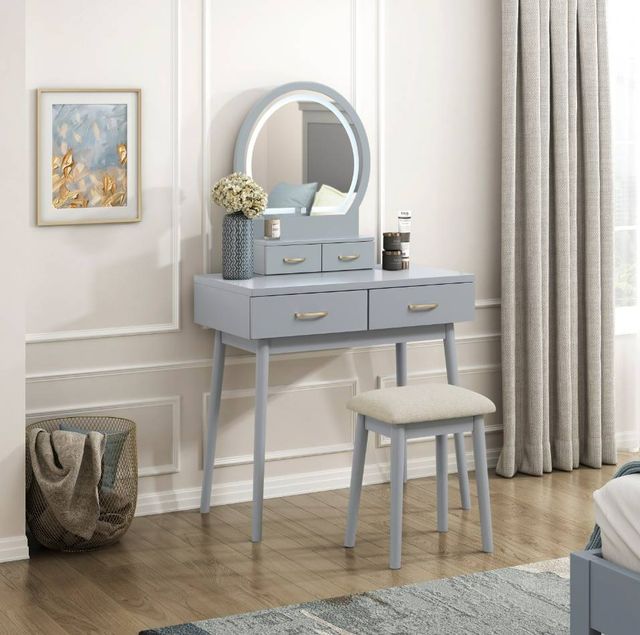 Homelegance® Camilla Gray Youth Vanity Dresser with Mirror and Stool Set-1