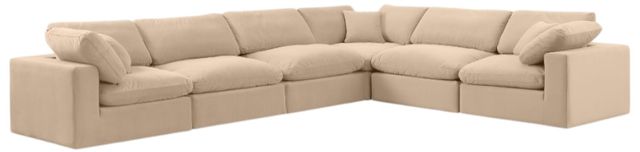 Meridian Furniture Comfy 6-Piece Beige Velvet Sectional -0