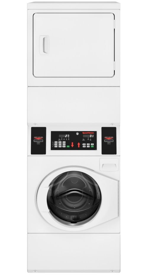 Speed Queen® Commercial 3.4 Cu. Ft. Washer, 7.0 Cu. Ft. Dryer White Stack Laundry-0