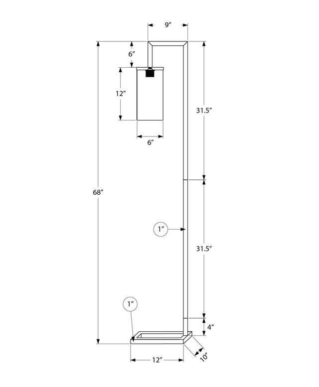 Monarch Specialties Inc. Black 68" Square Floor Lamp-2