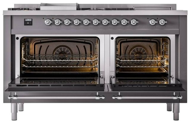 Ilve® Nostalgie II Series 60" Graphite Matte Pro Style Dual Fuel Range-3