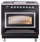 Ilve® Nostalgie II Noblesse 36'' Glossy Black Pro Style Dual Fuel Range with Chrome Trim-3