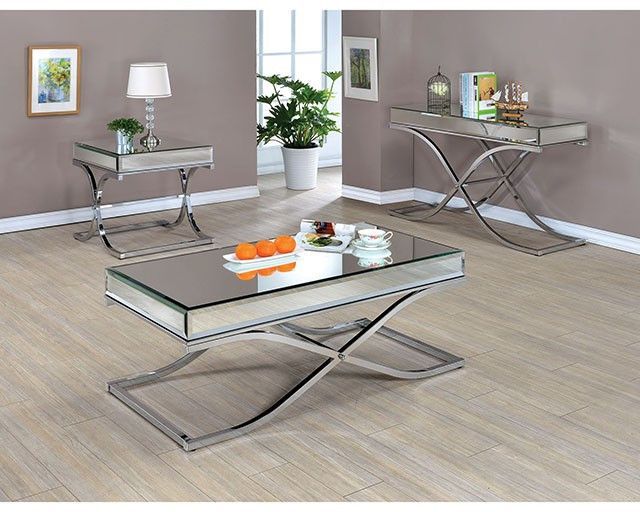 Furniture Of America® Sundance Mirror End Table with Chrome Base -1
