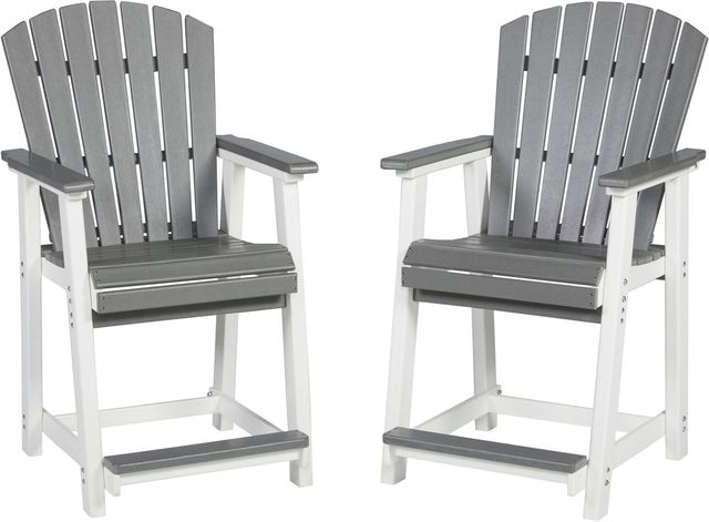  Signature Design by Ashley® Transville 2-Piece Gray/White Polyethylene Outdoor Bar Stool-0