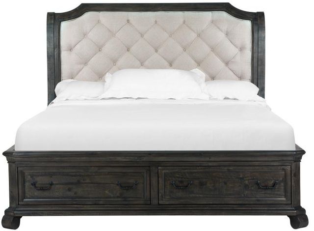 Magnussen Home® Bellamy Beige/Peppercorn Queen Sleigh Upholstered Headboard-2