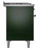Ilve® Nostalgie II Noblesse 48'' Emerald Green Pro Style Dual Fuel Range with Brass Trim-2