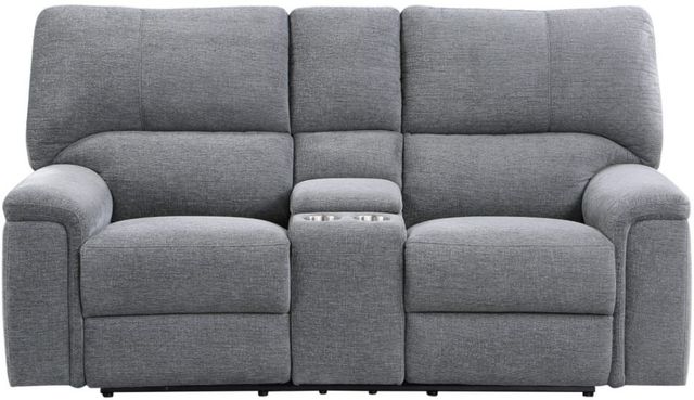 Homelegance® Dickinson Charcoal Power Double Reclining Loveseat with Center Console and Power Headrests-1
