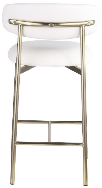 Meridian Furniture Lupita White/Brushed Gold Counter Stool-3