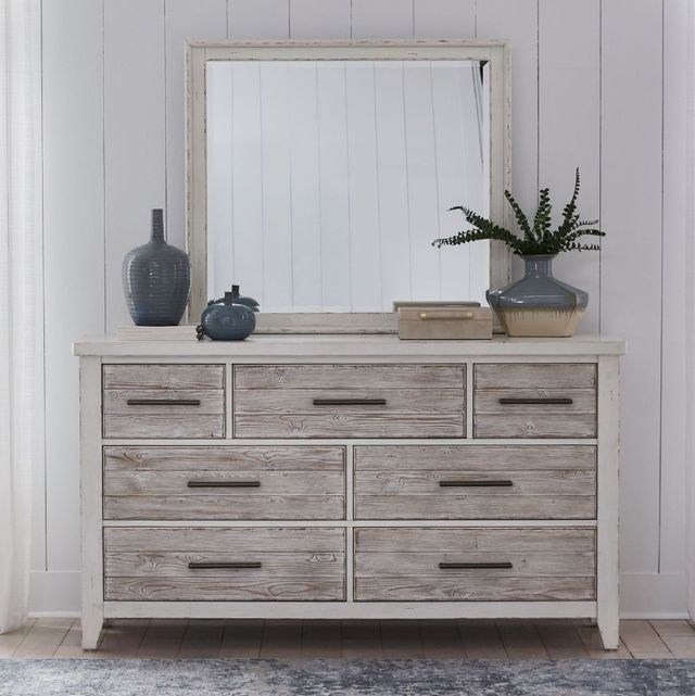 Liberty Furniture Backroads Parchment Brown/Weathered White Dresser and Mirror-1