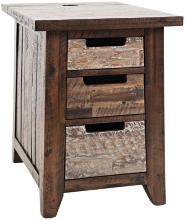 Jofran Inc. Painted Canyon Brown Power Chairside Table-0