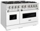 ZLINE 48" 6.7 cu. ft. Dual Fuel Range with 8 Burner DuoPro™ Cooktop and Dual Ovens in Satin Stainless Steel with White Matte Doors-2