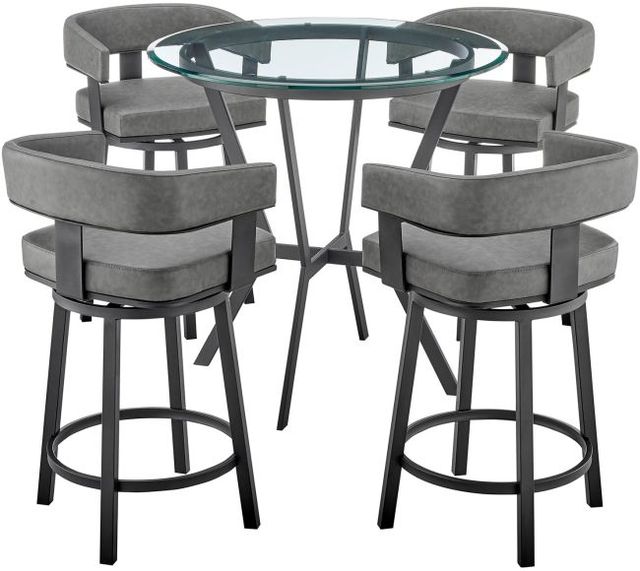 Armen Living Naomi and Lorin 5-Piece Black/Clear/Gray Counter Dining Set-0