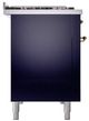 Ilve® Nostalgie II Noblesse 48'' Midnight Blue Pro Style Dual Fuel Range with Brass Trim-2