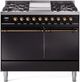 Ilve® Nostalgie II Series 40" Glossy Black Pro Style Dual Fuel Range-0