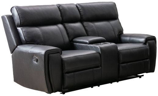 Mazin Furniture Carnegie Black Manual Reclining Loveseat with Center Console-0