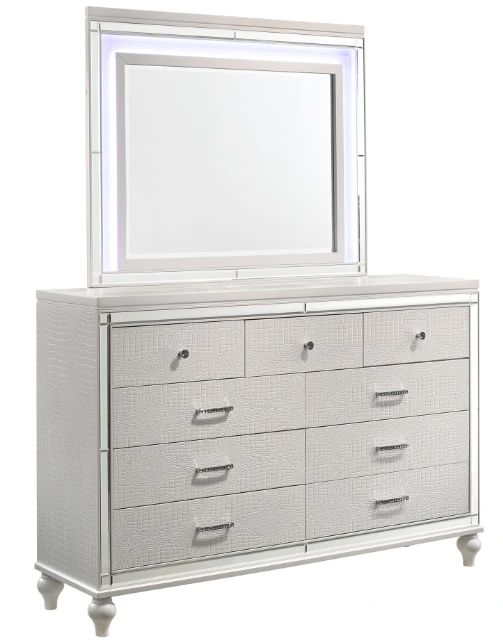 New Classic® Home Furnishings Valentino White Dresser and Mirror-0