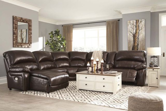 Signature Design by Ashley® Hallstrung 6-Piece Chocolate Power Reclining Left-Arm Facing Sectional and Chaise-2
