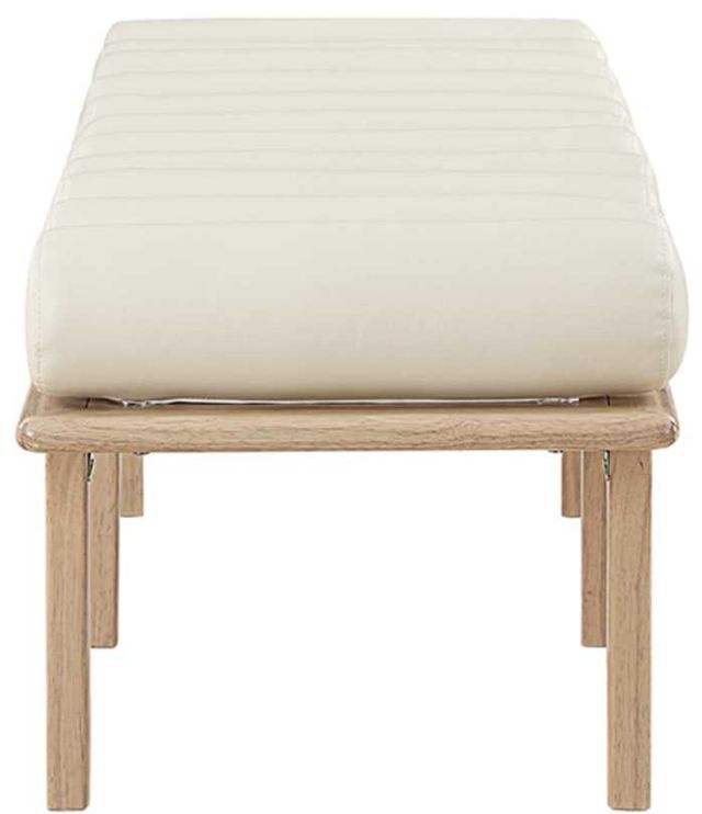 Meridian Furniture Landon Cream/Natural Vegan Leather Bench-2
