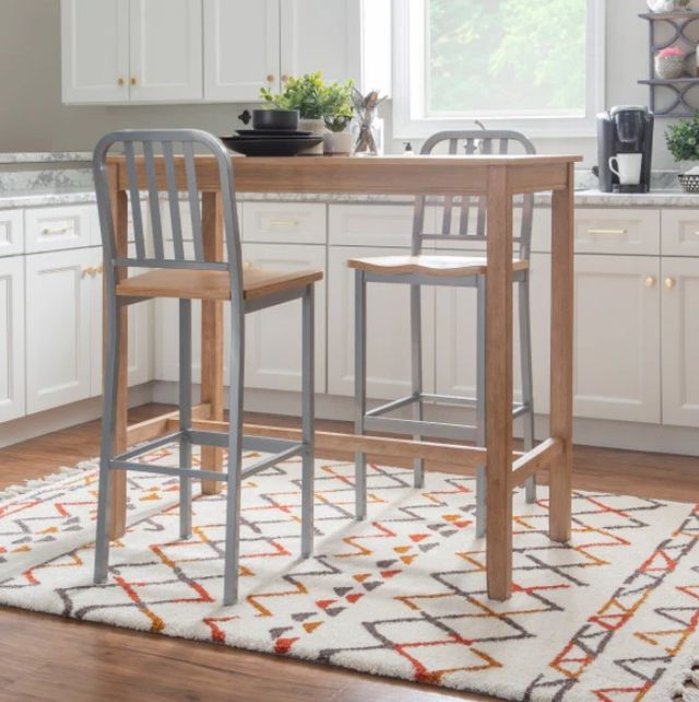 Linon Soren 2-Piece Natural/Silver Barstool Set-1