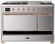 Ilve® Majestic III 48" Stainless Steel Pro Style Dual Fuel Liquid Propane Range with 8 Burners and Copper Trim-2