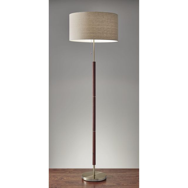 Adesso® Hamilton Walnut/Antique Brass Floor Lamp-3