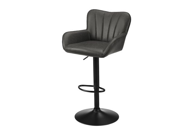 Monarch Specialties Inc. 2-Piece Black/Grey Faux Leather Adjustable Swivel Counter Stool Set-0