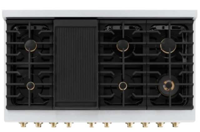 ZLINE Autograph Edition 48" Stainless Steel Pro Style Gas Range with White Matte Door-3