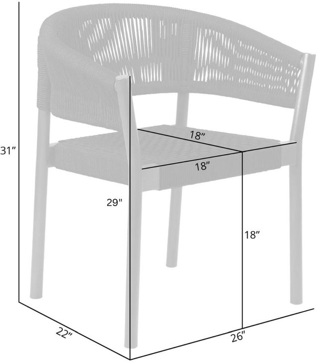Armen Living Doris 2-Piece Black/Brown Rope/Wood Outdoor Dining Arm Chair Set-2