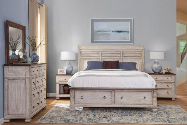 Napa Furniture Design Belmont Off-White Eastern King Panel Storage Bed-1