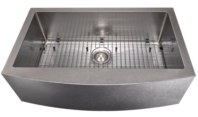 ZLINE Vail 33" Satin Stainless Steel Farmhouse Apron Mount Single Bowl Kitchen Sink with Bottom Grid-3