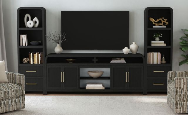 Elements International Ridgemont 3-Piece Black Entertainment Unit with 82" TV Console-1
