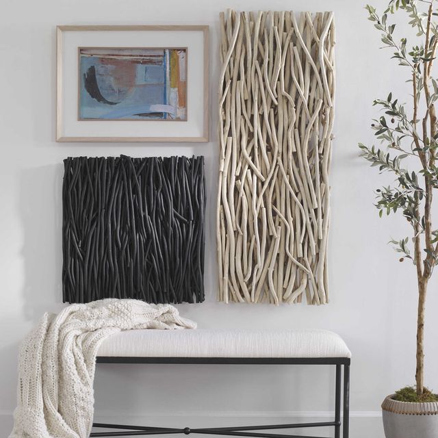 Uttermost® Gathered Teak Black Square Wood Wall Decor-1