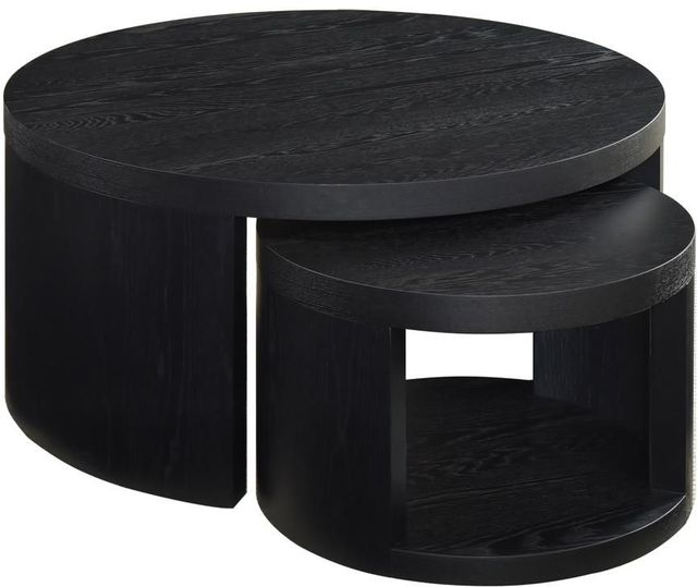 Coaster® Sweeney 2-Piece Black Round Wood Occasional Nesting Table Set-0