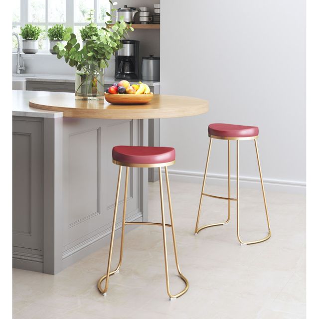 Zuo® Modern Bree Burgundy/Gold Bar Stool-3