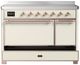Ilve® Majestic III 48" Antique White Pro Style Induction Range with Solid Door and Copper Trim-2