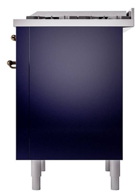 Ilve® Nostalgie II Noblesse 36'' Midnight Blue Pro Style Dual Fuel Range with Burnished Trim-3