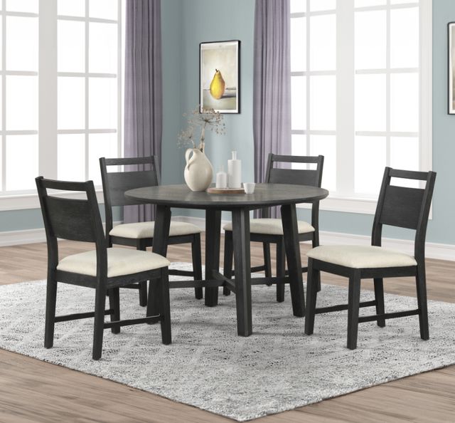 New Classic® Home Furnishings Sable Crest 5-Piece Black/Ebony Round Dining Table Set-1