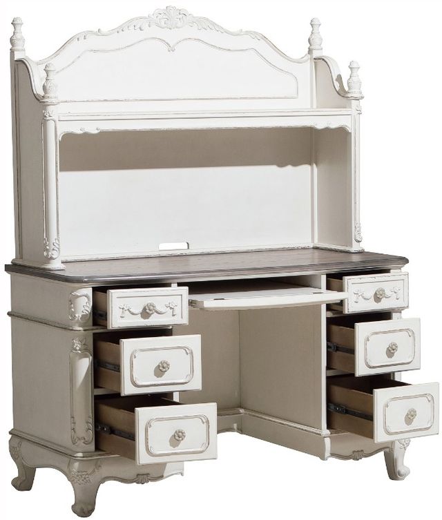 Homelegance® Cinderella Antique White/Gray Writing Youth Desk with Hutch-0
