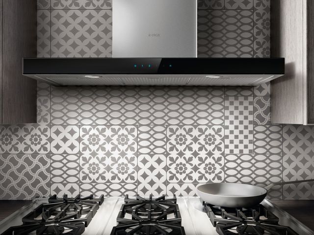 Elica Techne Series Mezzano 30" Stainless Steel Wall Mounted Range Hood with Black Glass Trim-4