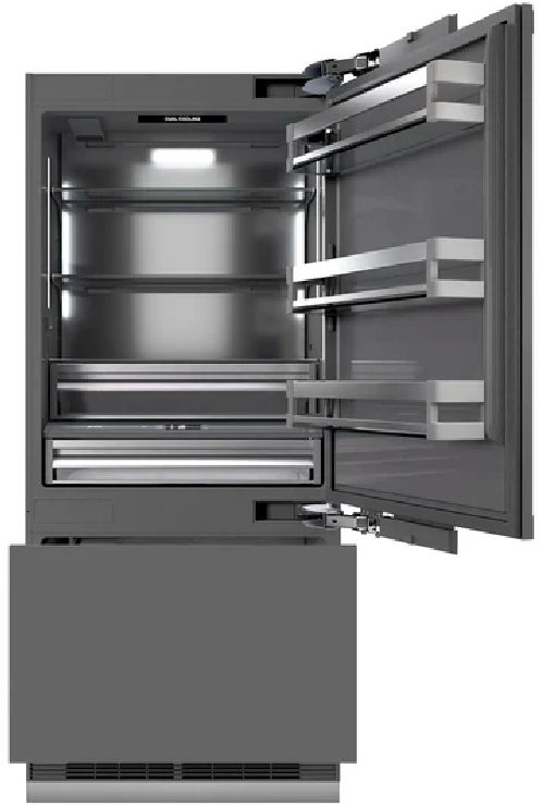 ZLINE Autograph Edition 36" 19.8 Cu. Ft. Panel Ready Built-In Bottom Freezer Refrigerator with Graphite Gray Interior and Polished Gold Accents-1