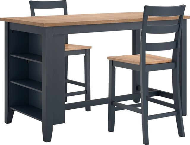 Signature Design by Ashley® Gesthaven 3-Piece Natural/Blue Counter Height Dining Table Set-0