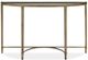 Magnussen Home® Copia Glass Top Demilune Sofa Table with Antiqued Tint Metal Base-4