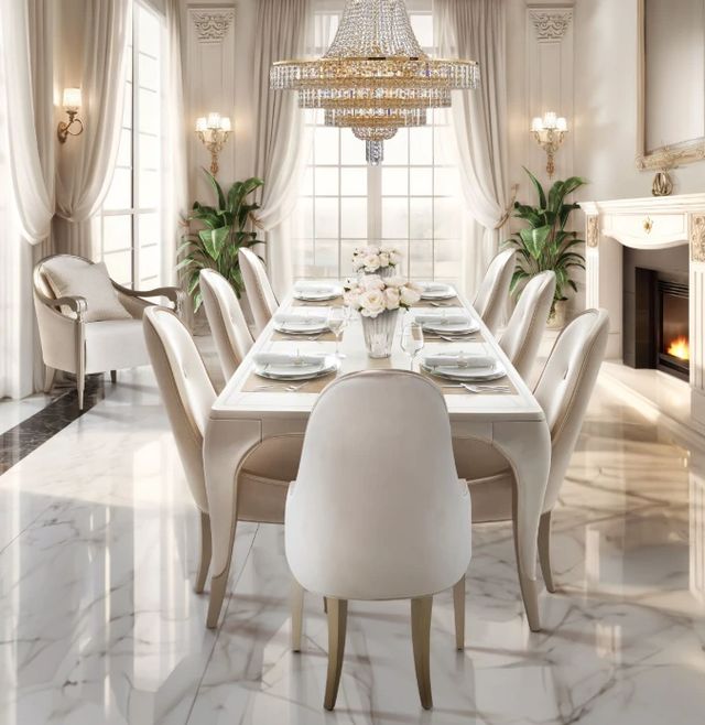 Michael Amini® London Place Creamy Pearl Dining Arm Chair-1