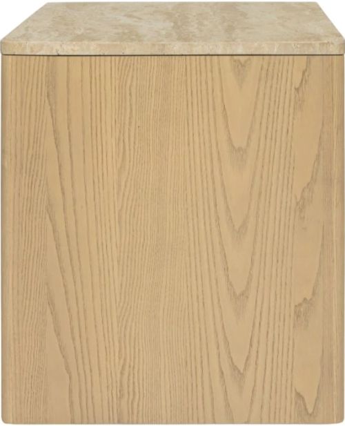 Moe's Home Collection Blake Beige Nightstand with a Travertine Top-3