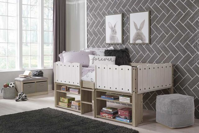 Signature Design by Ashley® Wrenalyn Two-Tone Twin Loft Bed with Under Bed Bookcase Storage-1